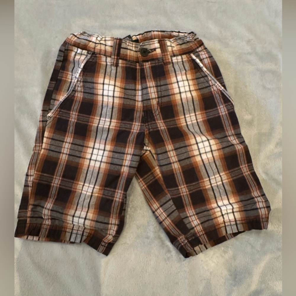GIOBERTI Boys Size 8 Medium Brown Black & White Swim Trunks Swimming Sho…